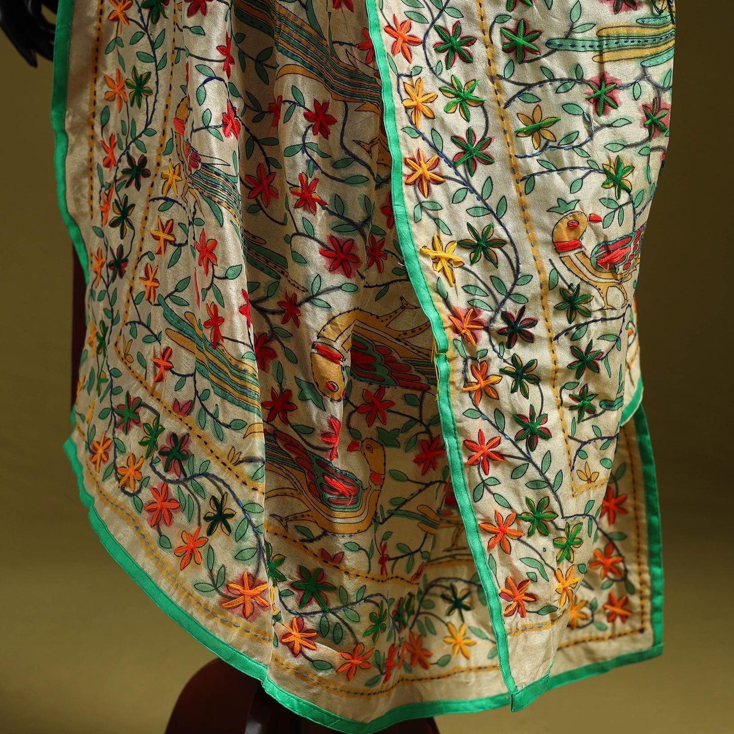 Ranihati madhubani chapa work chanderi silk hand embroidery