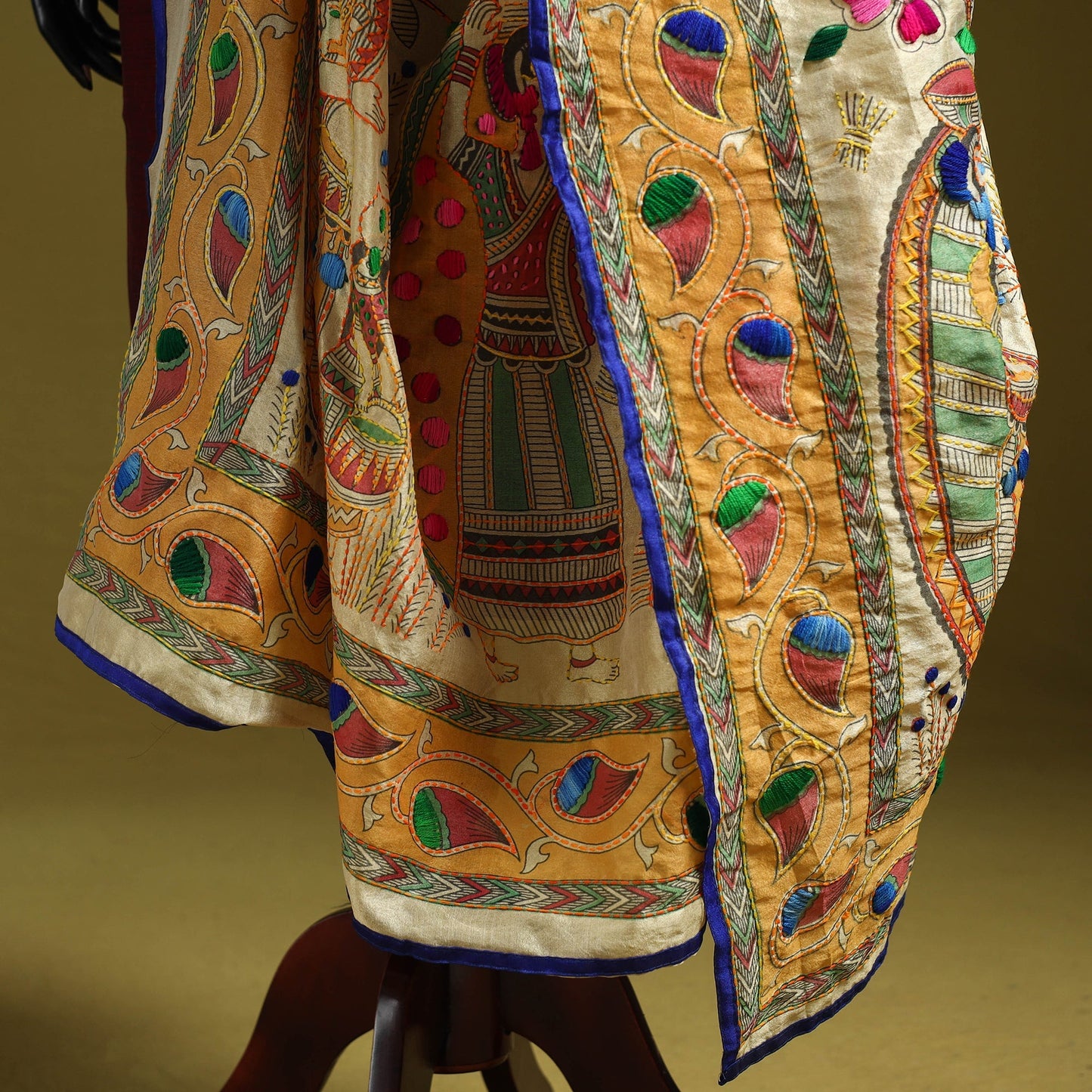 Ranihati madhubani chapa work chanderi silk hand embroidery