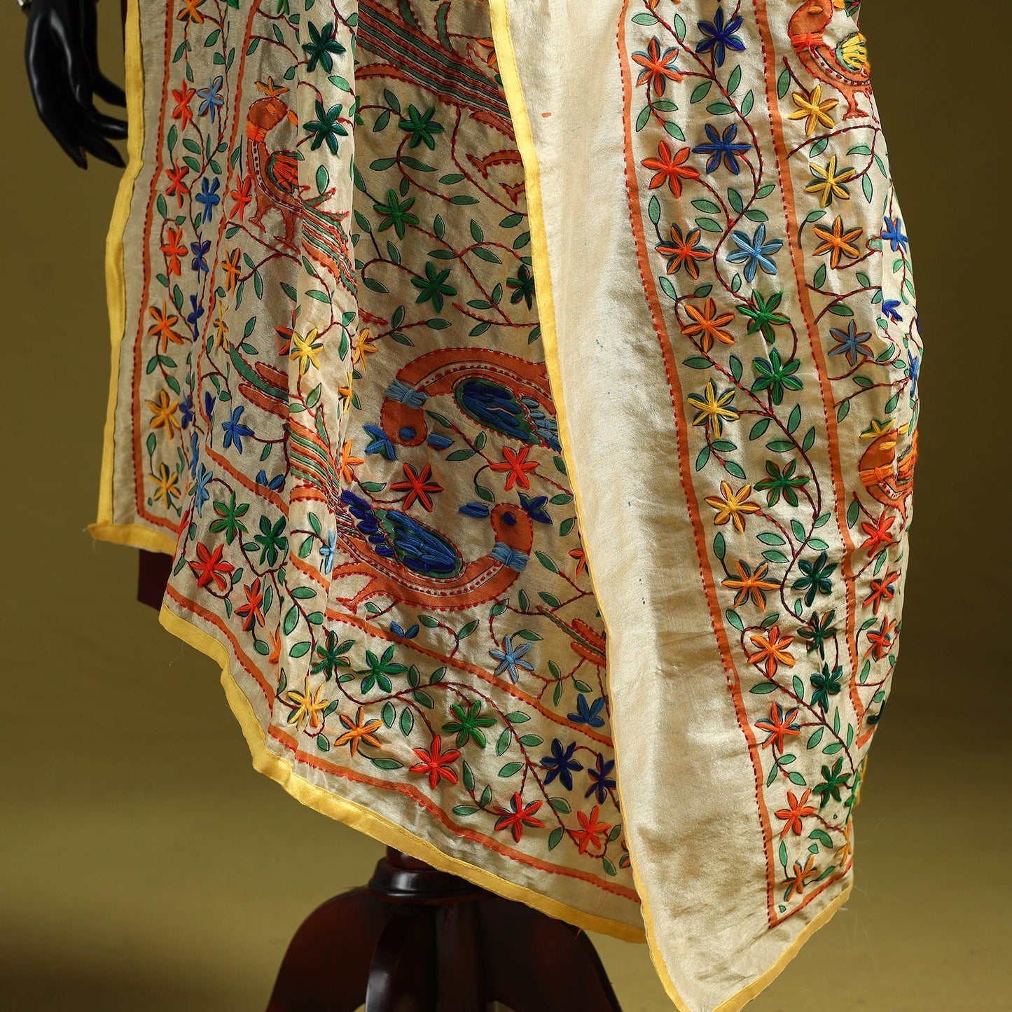 Ranihati madhubani chapa work chanderi silk hand embroidery