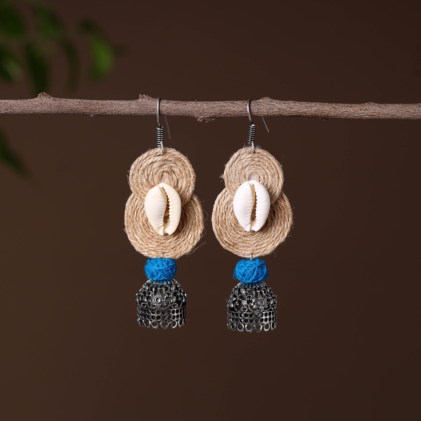 Nikhat German Silver Jute Jhumki Earrings