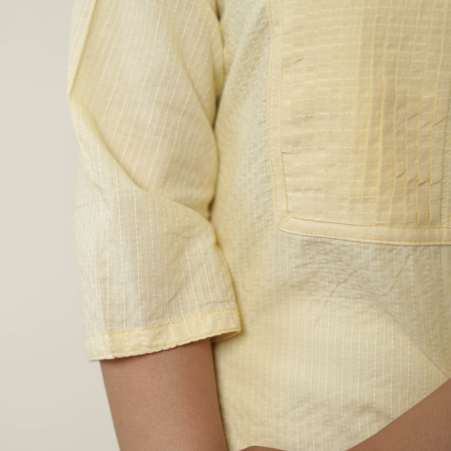 Plain Running Stitch Cotton Pintuck A-Line Long Kurta 33 Online at iTokri.com