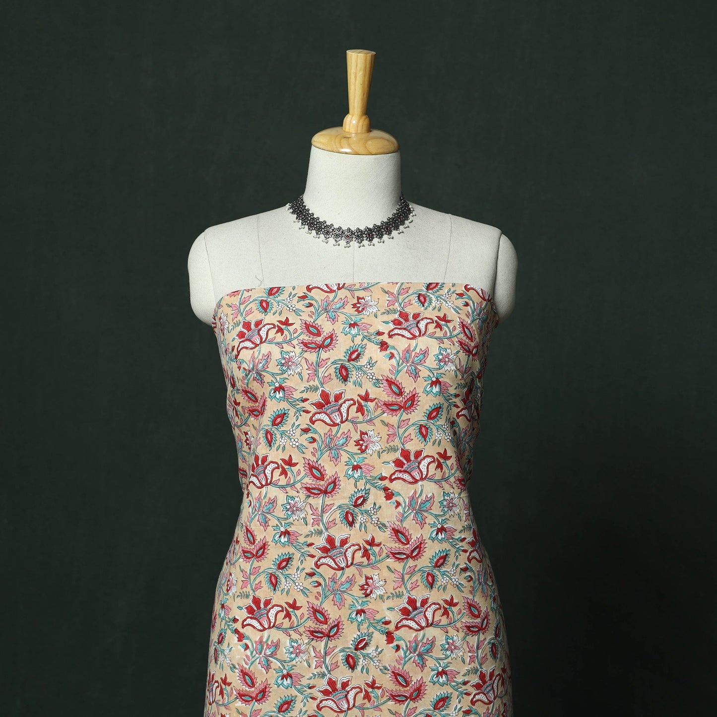Sanganeri hand block print cotton 2pc unstitched dress