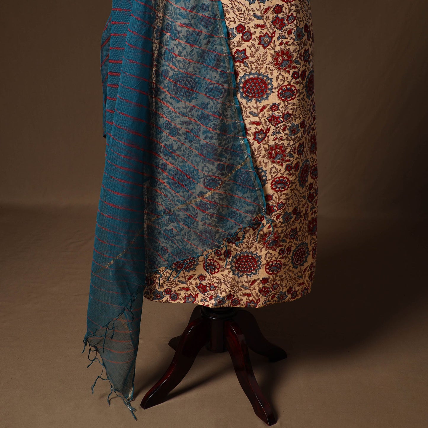 Beige - sanganeri hand block print cotton 2pc unstitched