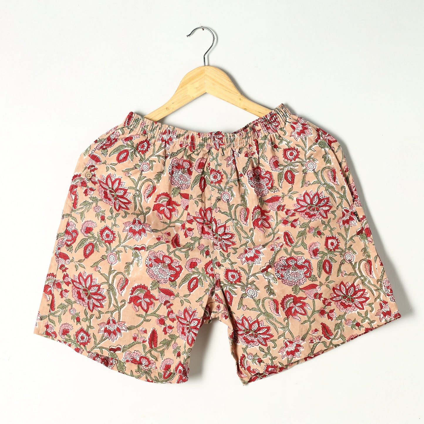 Buy Beige Sanganeri Block Printed Cotton Unisex Boxer/Shorts