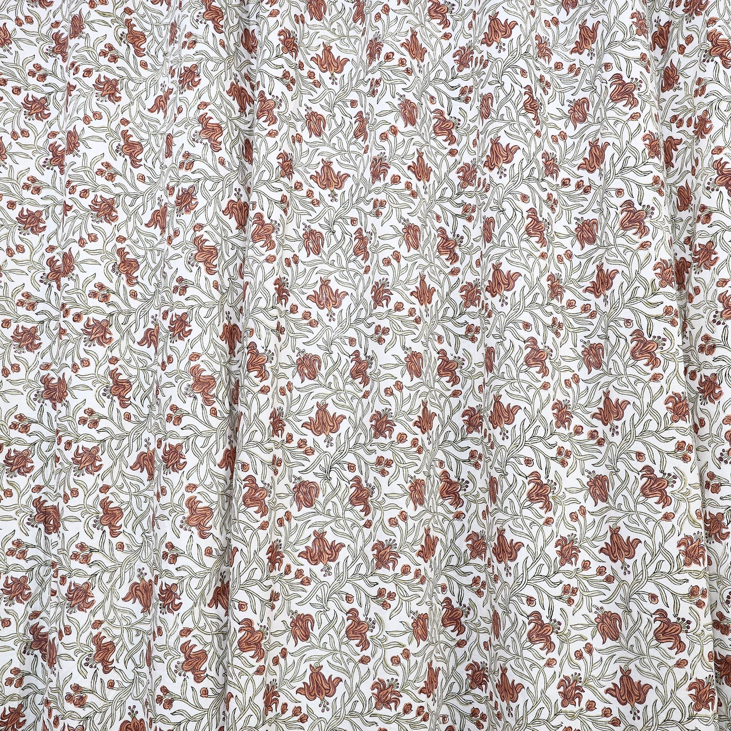 Beige - sanganeri printed cotton window curtain (5 x 3