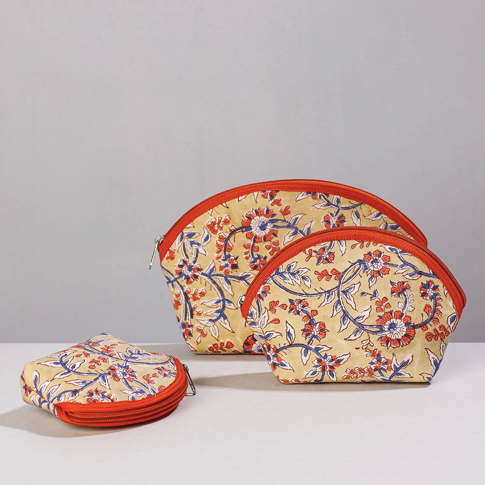 Sanganeri Block Printing Cotton Toiletry Bags