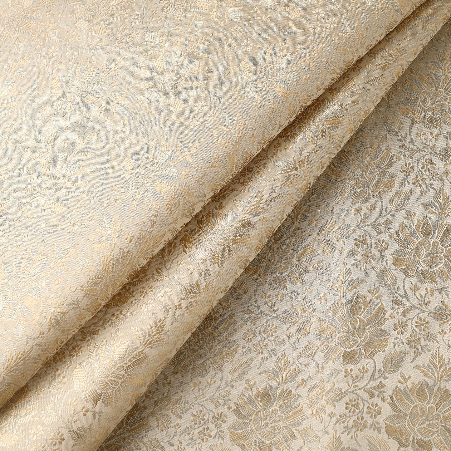 Beige Semi Silk Brocade Banarasi Fabric