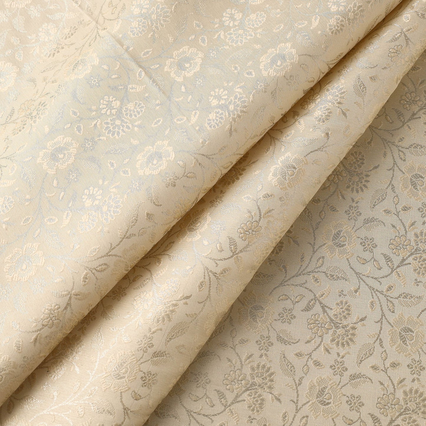 Beige Semi Silk Brocade Banarasi Fabric