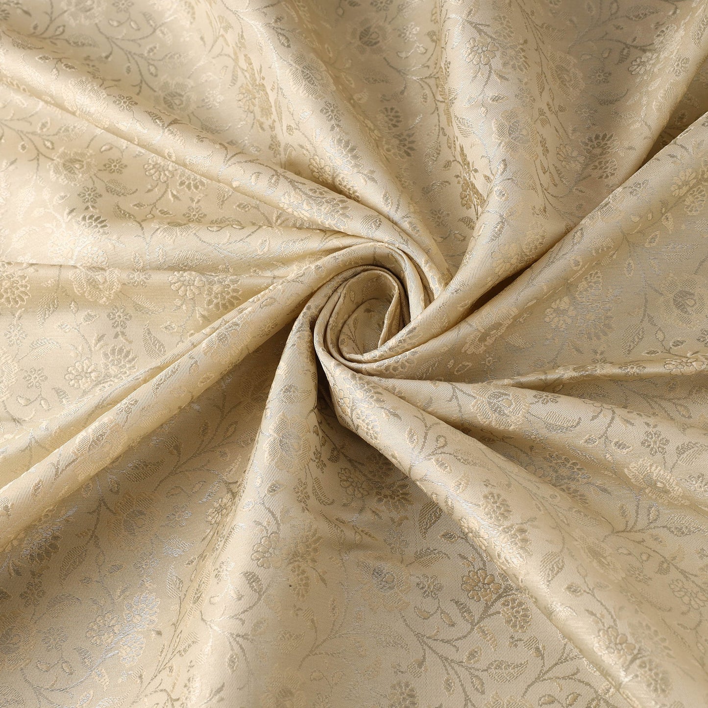 Beige Semi Silk Brocade Banarasi Fabric