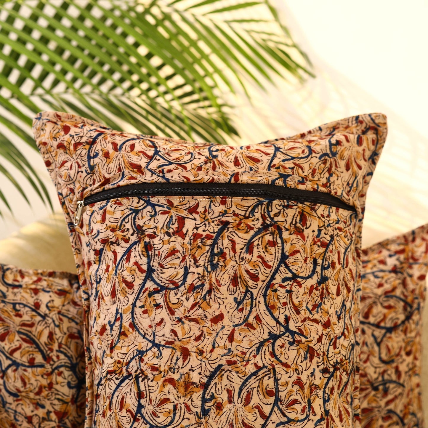 Beige - set of 2 kalamkari cotton pillow covers 09