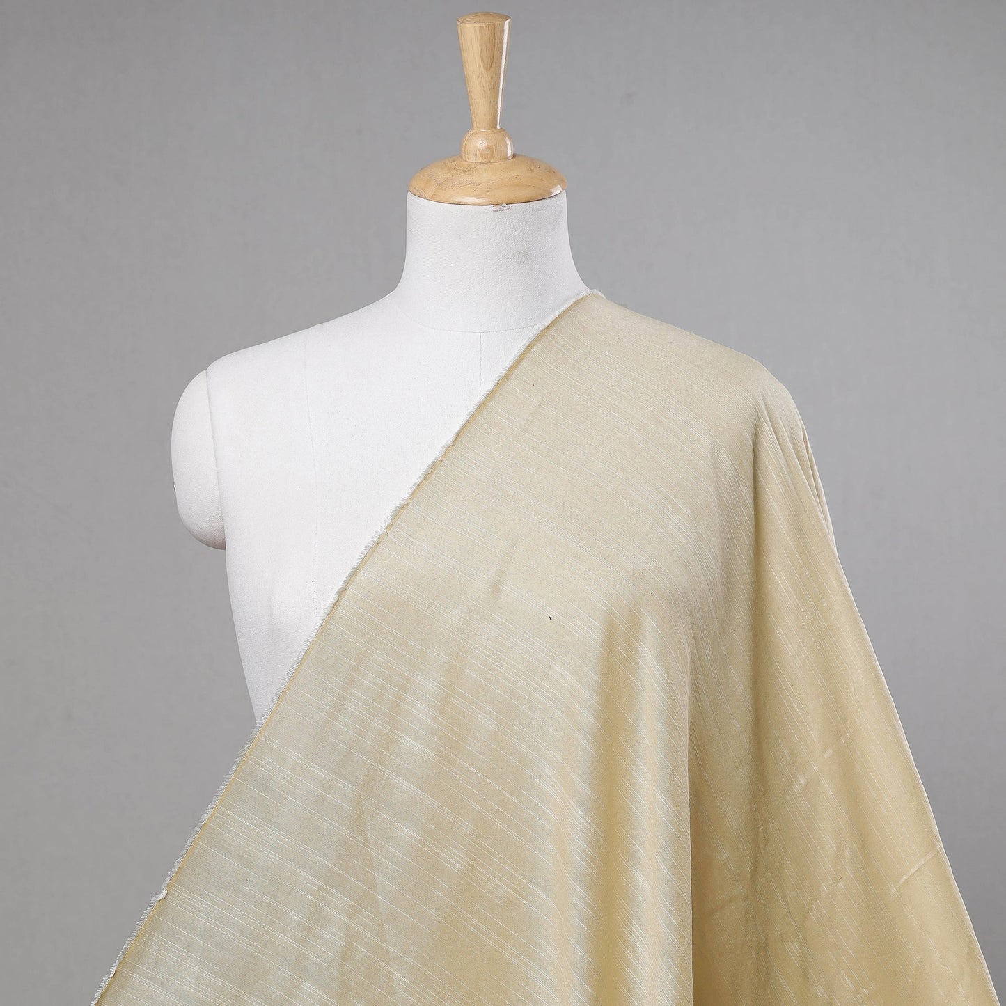 Beige Slub Silk Plain Fabric