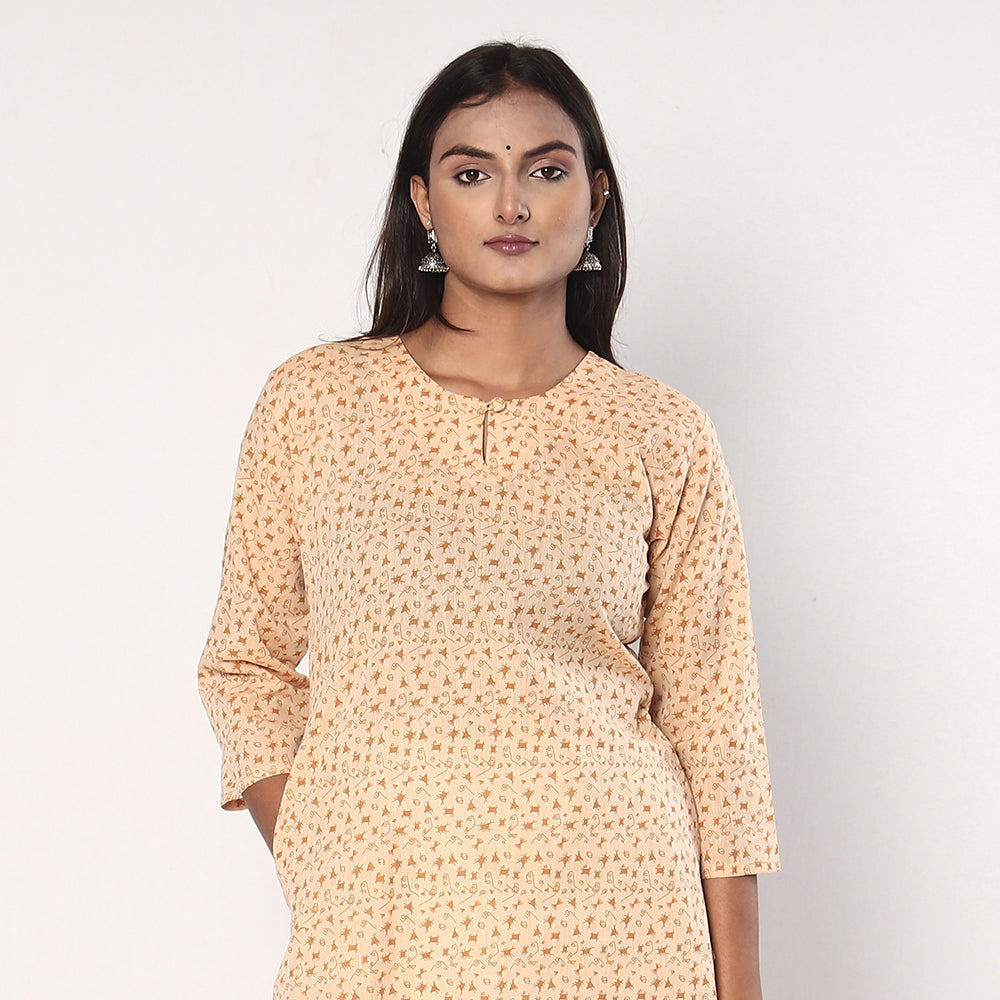 Warli Printed Cotton Long Kurta Online