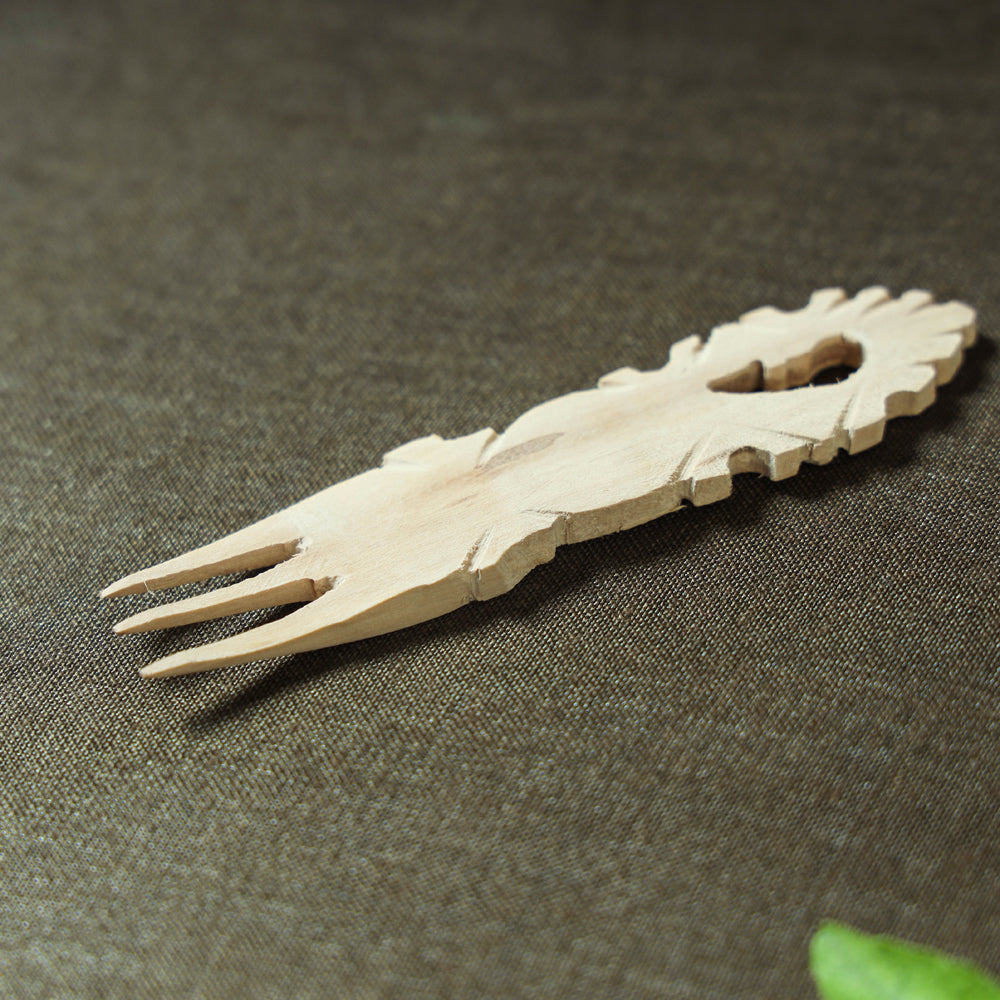 Handmade Udayagiri Beige Wooden Serving Kajur Fork 10