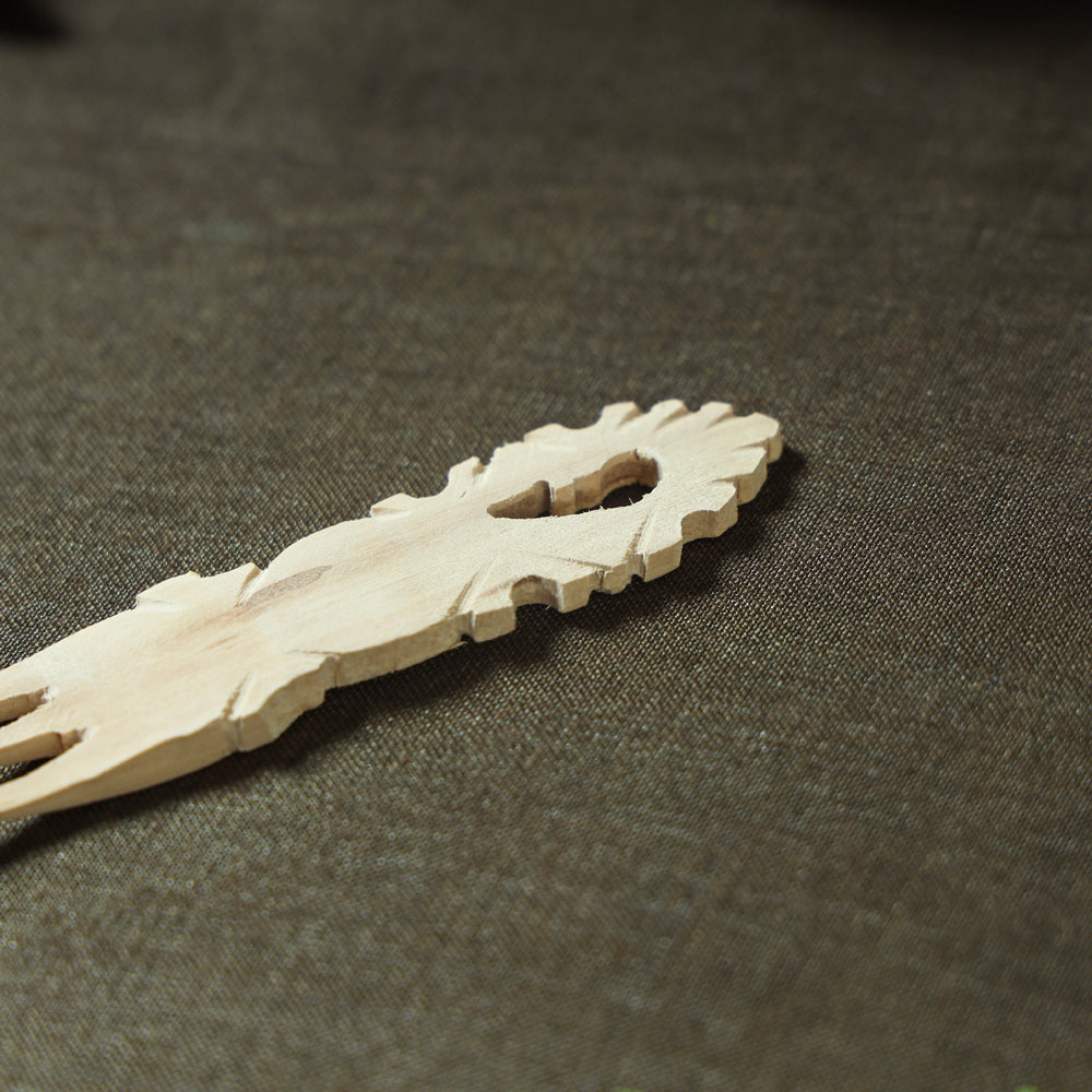 Handmade Udayagiri Beige Wooden Serving Kajur Fork 10