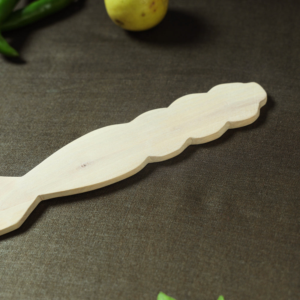 Handmade Udayagiri Beige Wooden Serving Kajur Fork 11