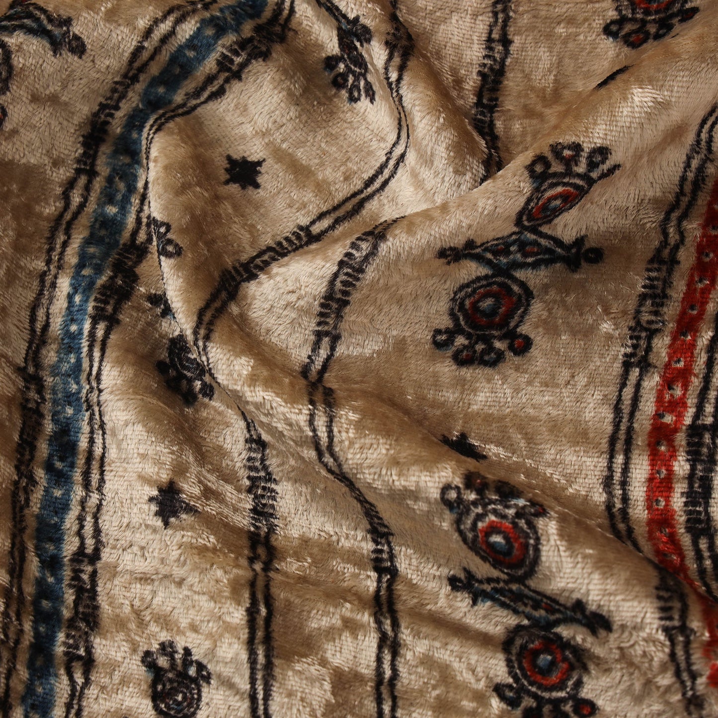 Velvet natural dyed hand fabric 30 - handcrafted