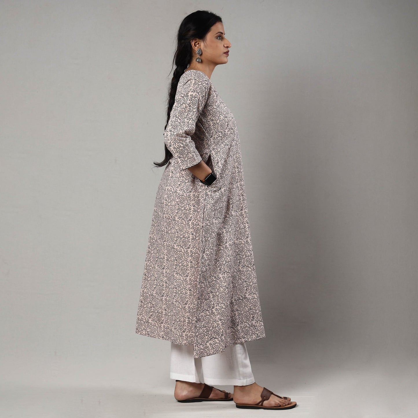 Block Print Cotton A-Line Bagh Kurta for Women