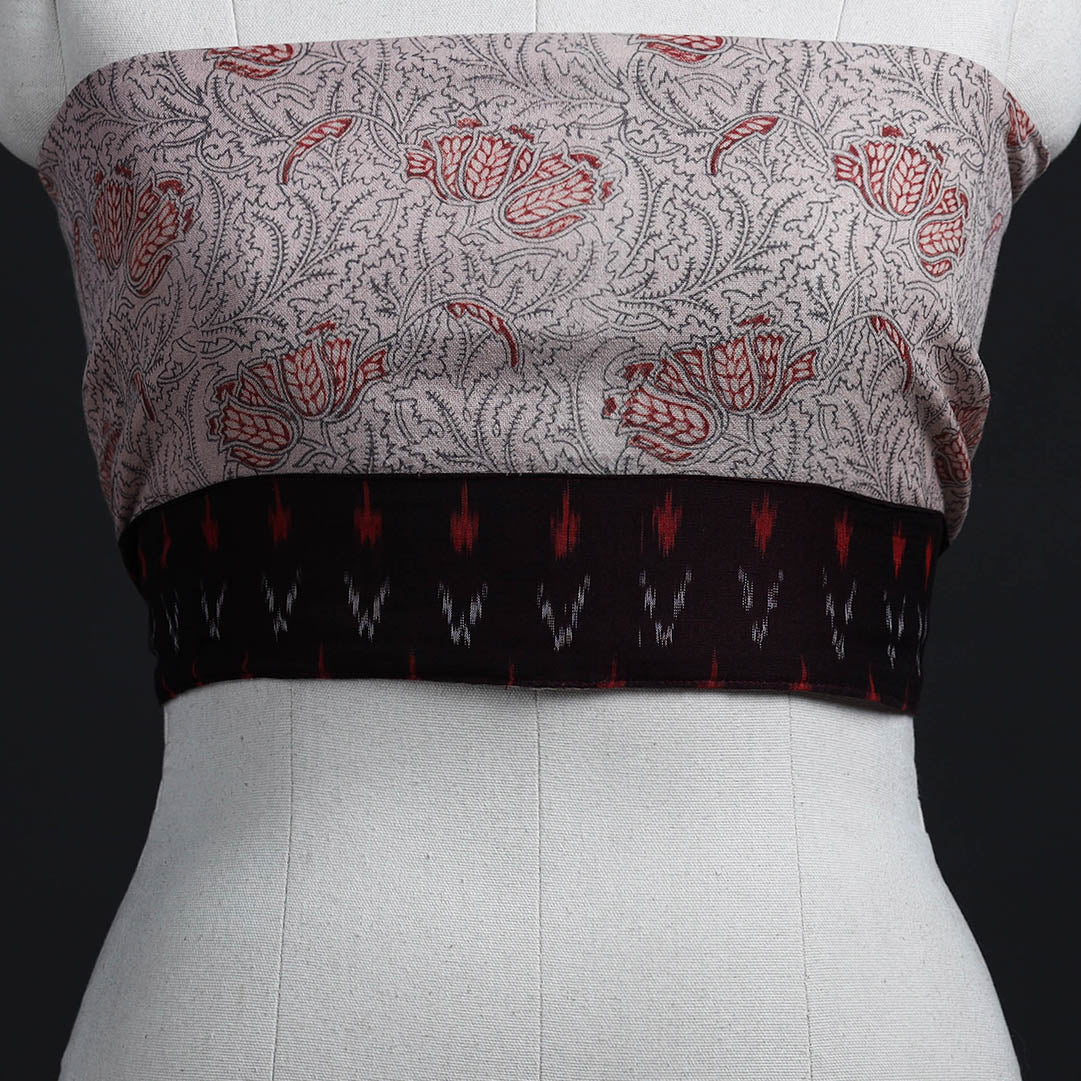 Beige - woollen kalamkari blouse piece 43 - handcrafted
