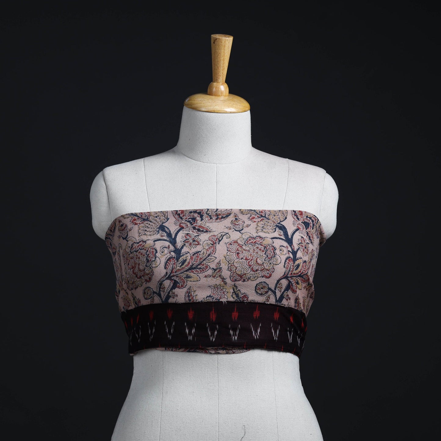 Beige - woollen kalamkari blouse piece 45 - handcrafted