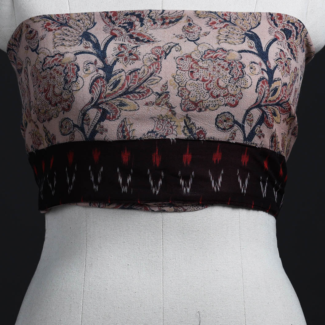 Beige - woollen kalamkari blouse piece 45 - handcrafted