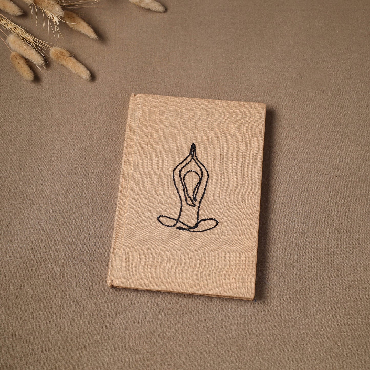 Yoga hand embroidered fabric cover handmade paper journal