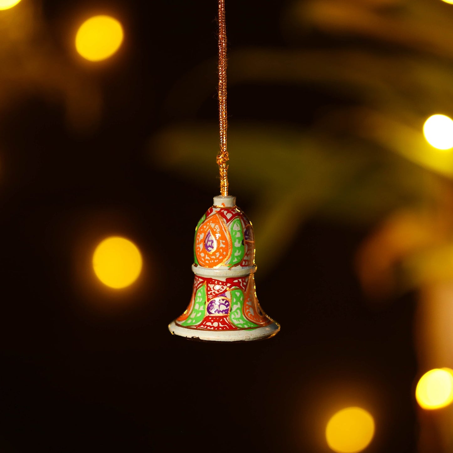 Bell - Kashmir Handpainted Wooden Christmas Ornament (2 Inches) Online at iTokri.com