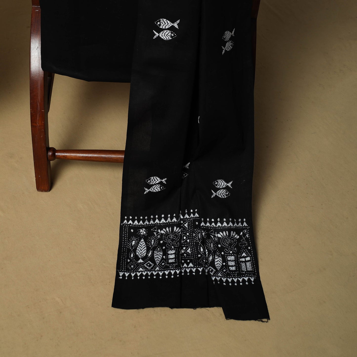 Bengal kantha hand embroidered cotton 3pc unstitched dress