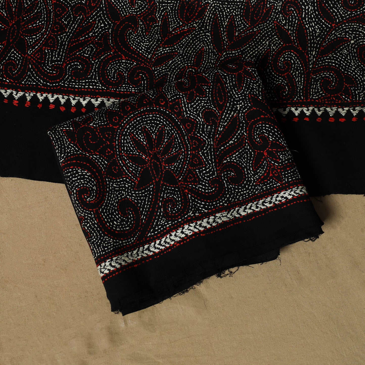 Bengal kantha hand embroidered cotton 3pc unstitched dress