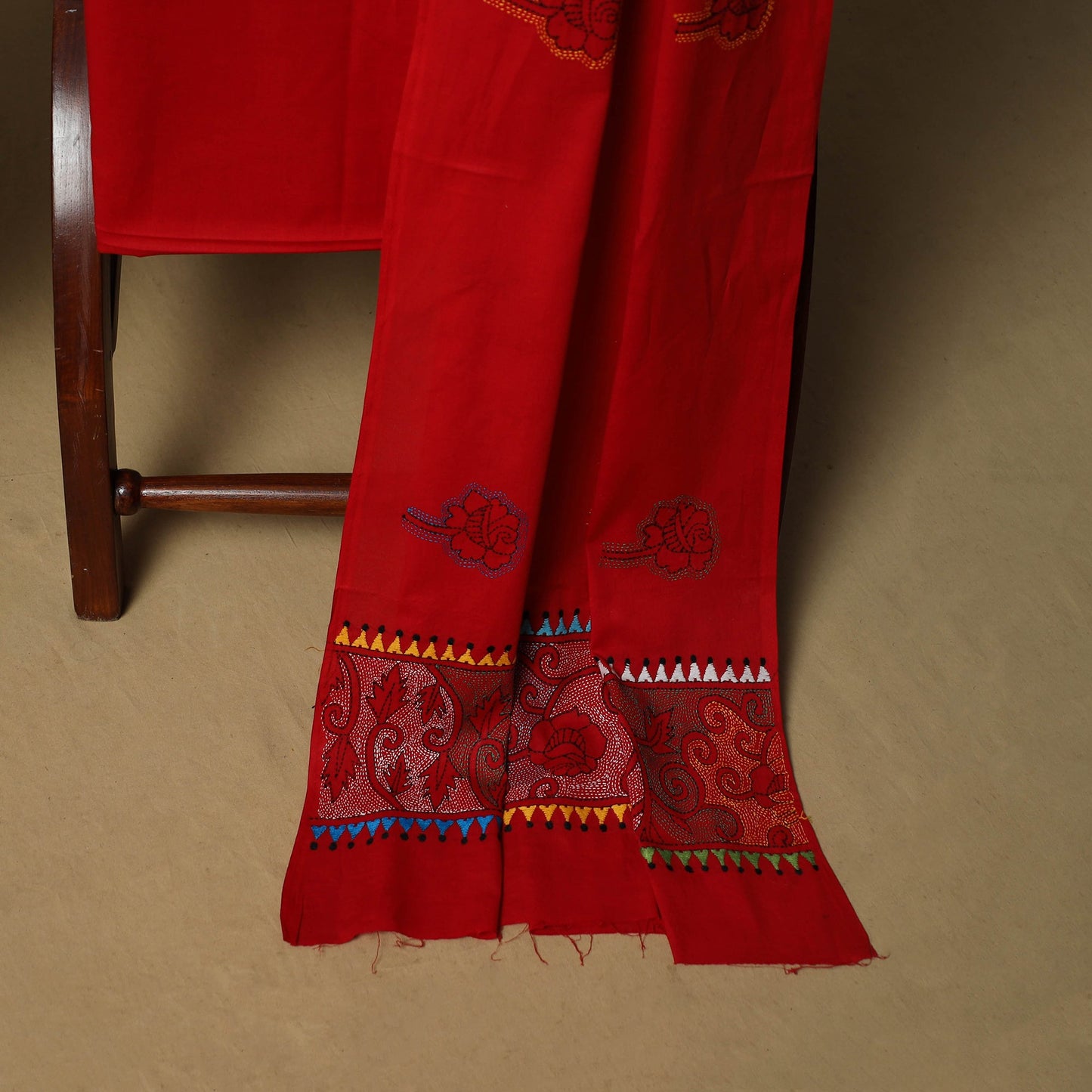 Bengal kantha hand embroidered cotton 3pc unstitched dress