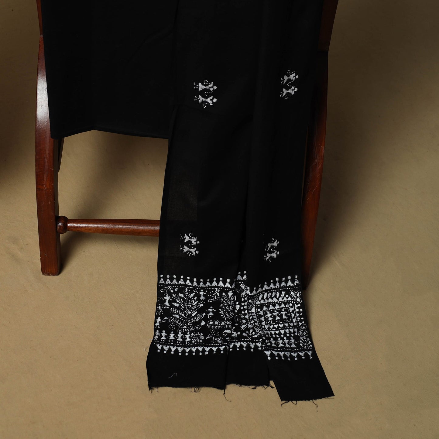 Bengal kantha hand embroidered cotton 3pc unstitched dress