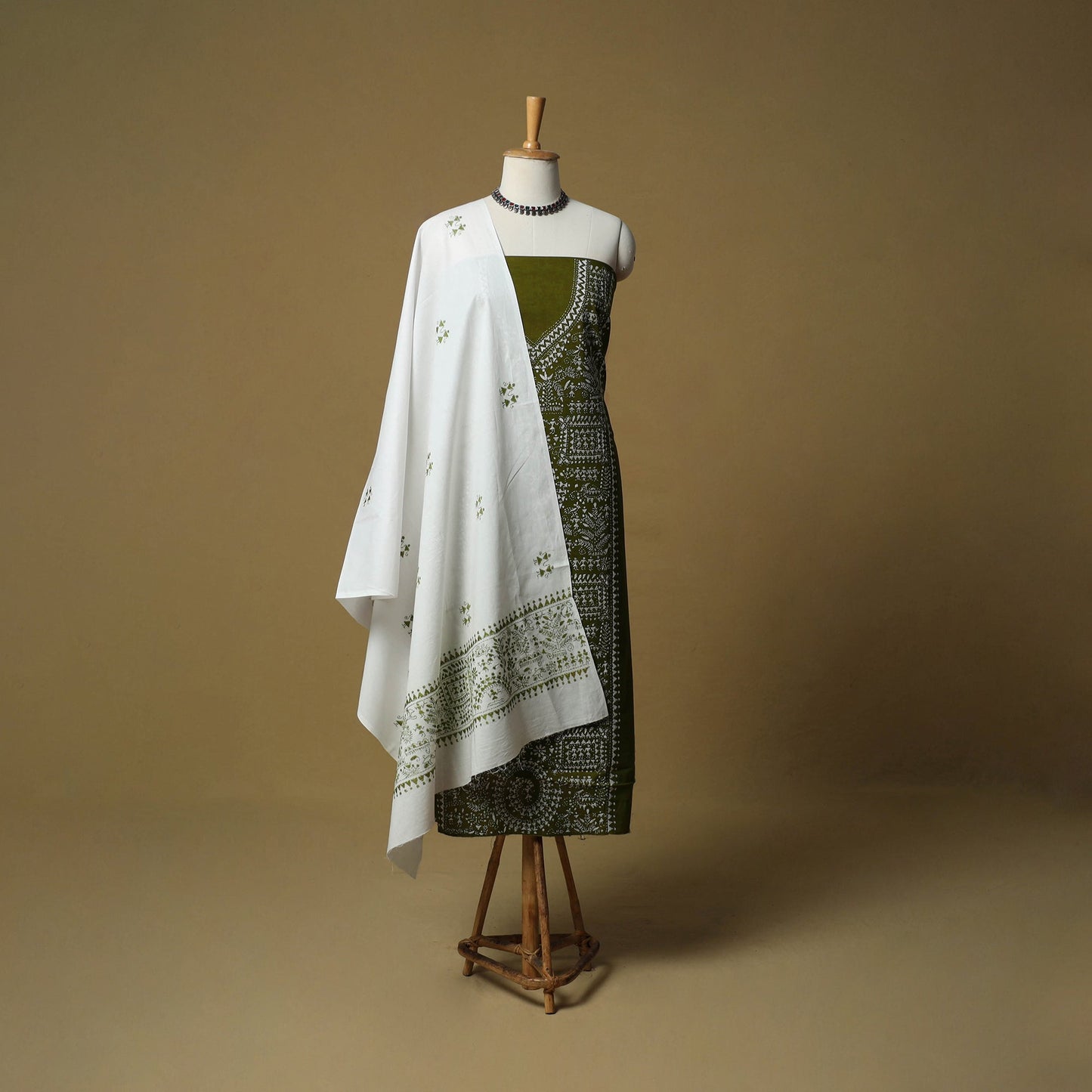 Bengal kantha hand embroidered cotton 3pc unstitched dress