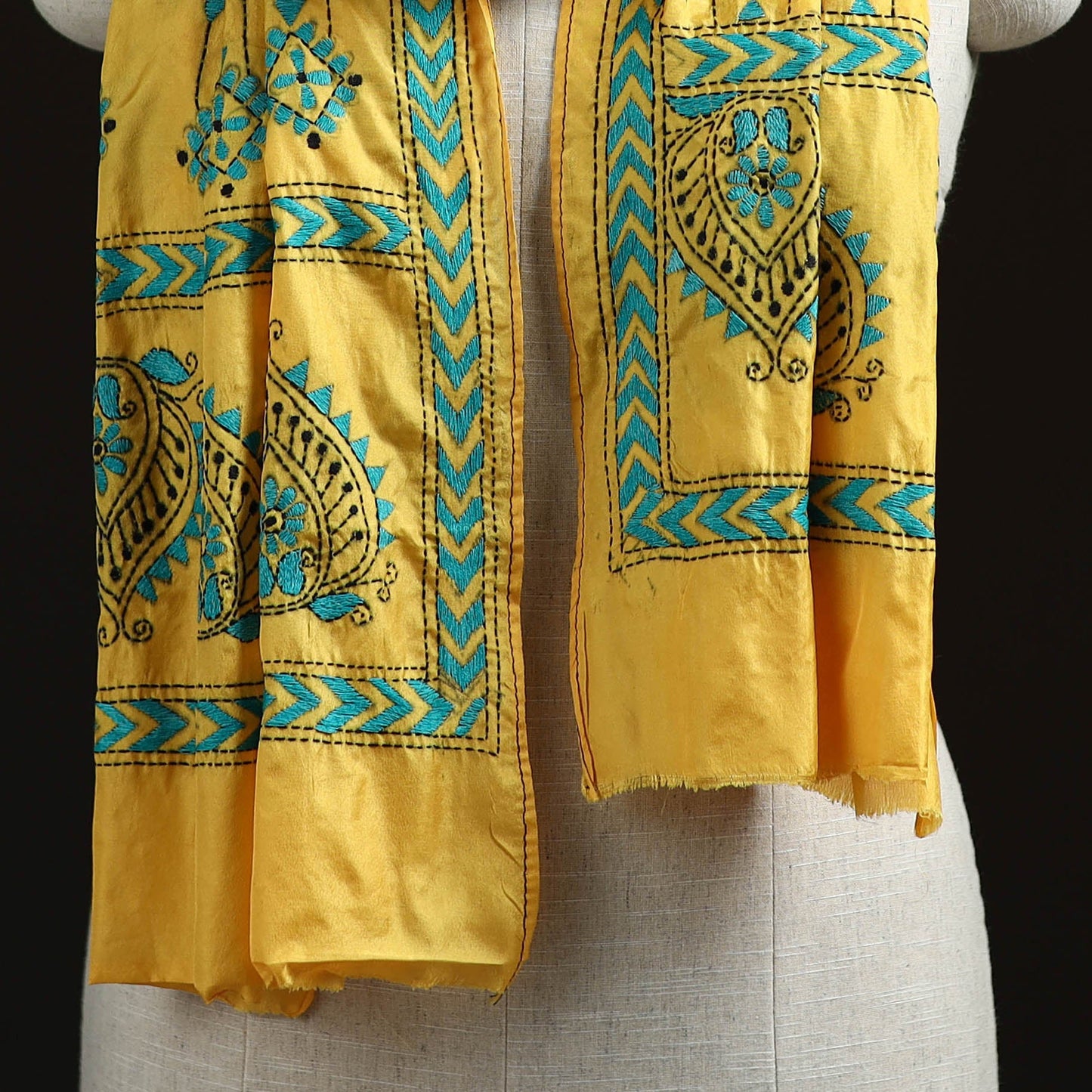 Bengal kantha hand embroidered handloom bangalore silk