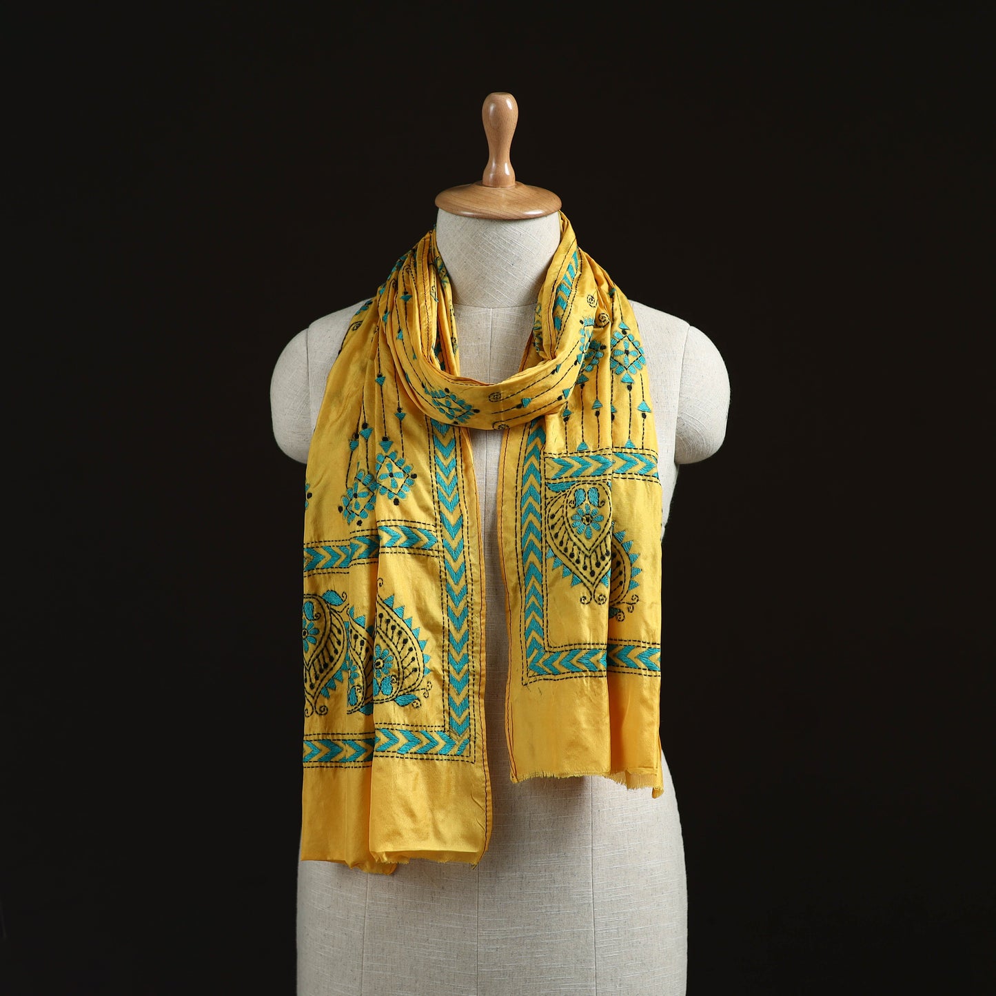 Bengal kantha hand embroidered handloom bangalore silk