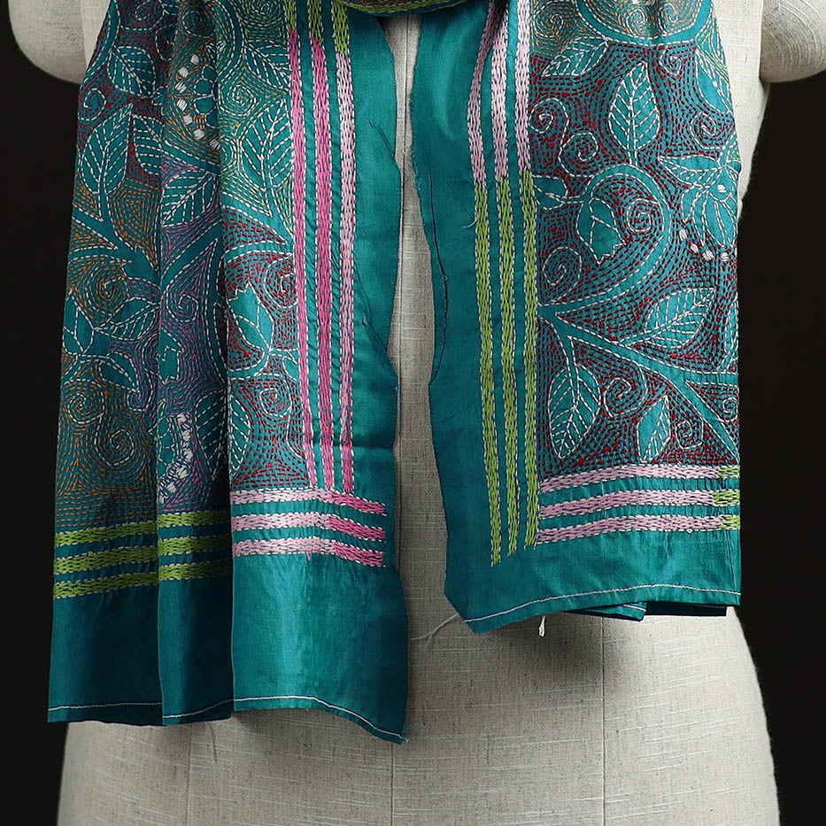 Bengal kantha hand embroidered handloom bangalore silk