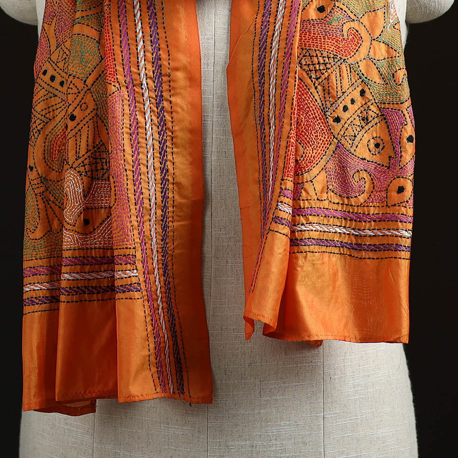 Bengal kantha hand embroidered handloom bangalore silk