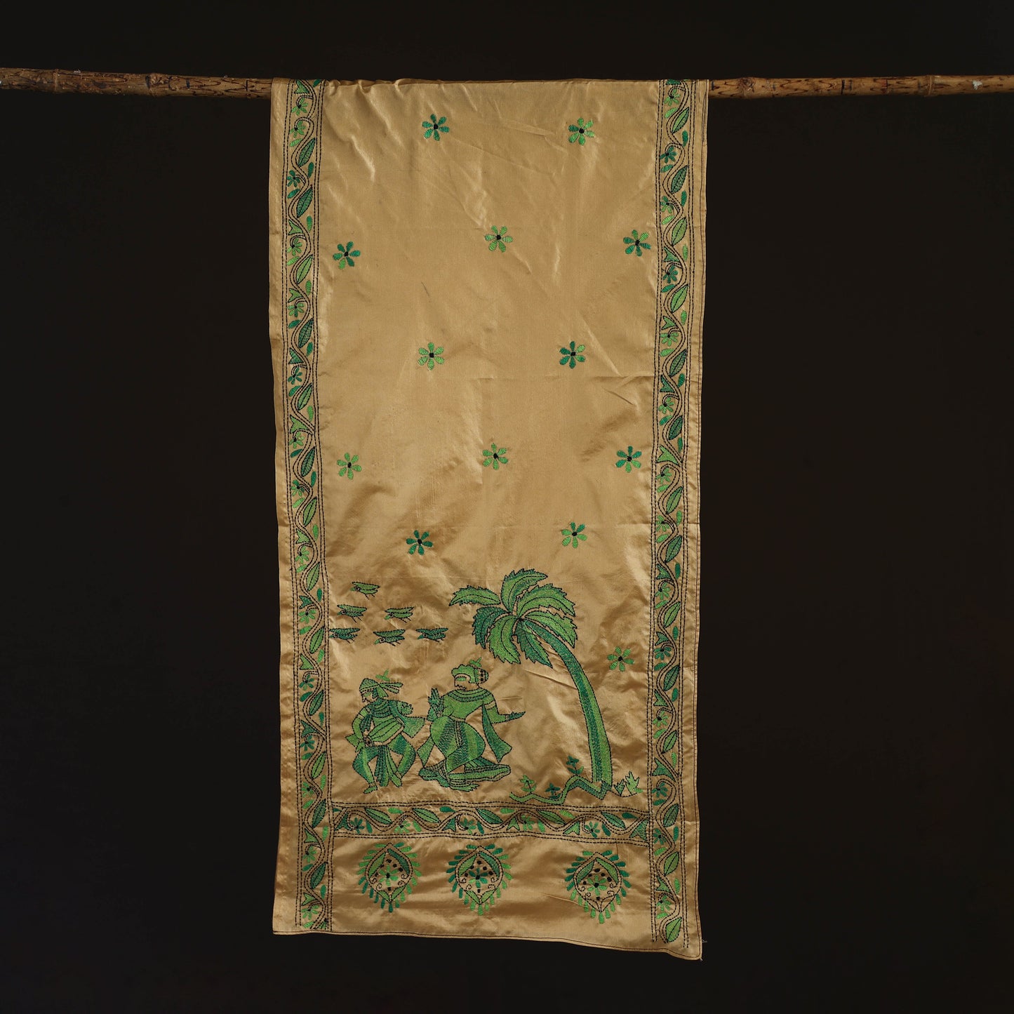 Bengal kantha hand embroidered handloom bangalore silk