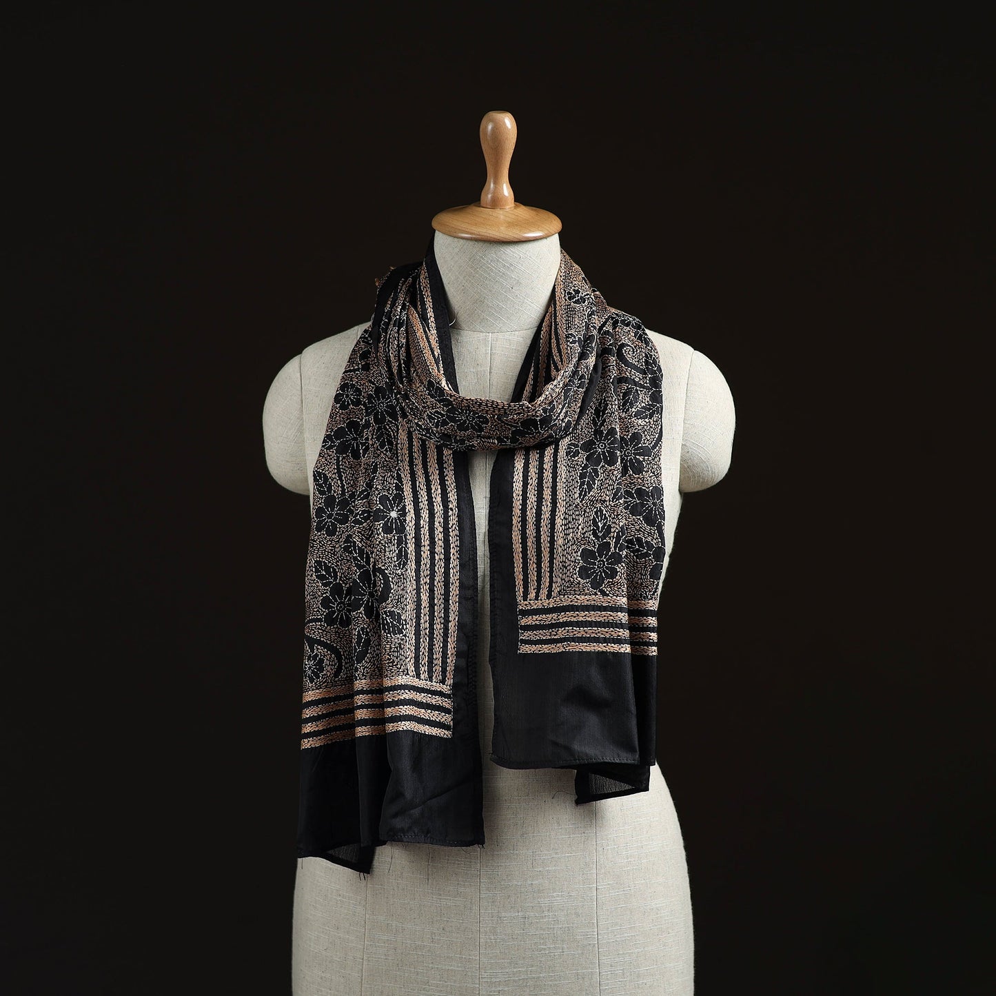 Bengal kantha hand embroidered handloom bangalore silk
