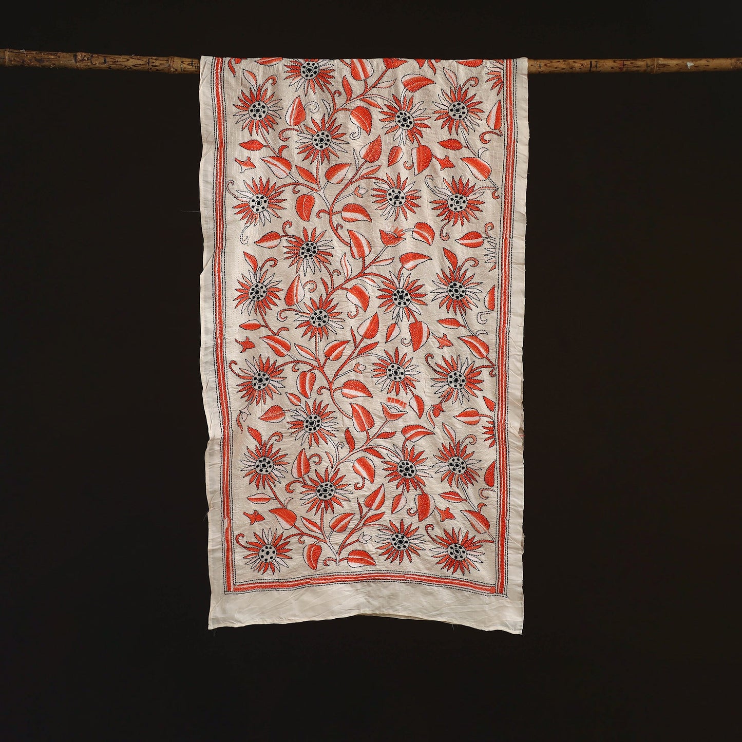 Bengal kantha hand embroidered handloom tussar silk stole