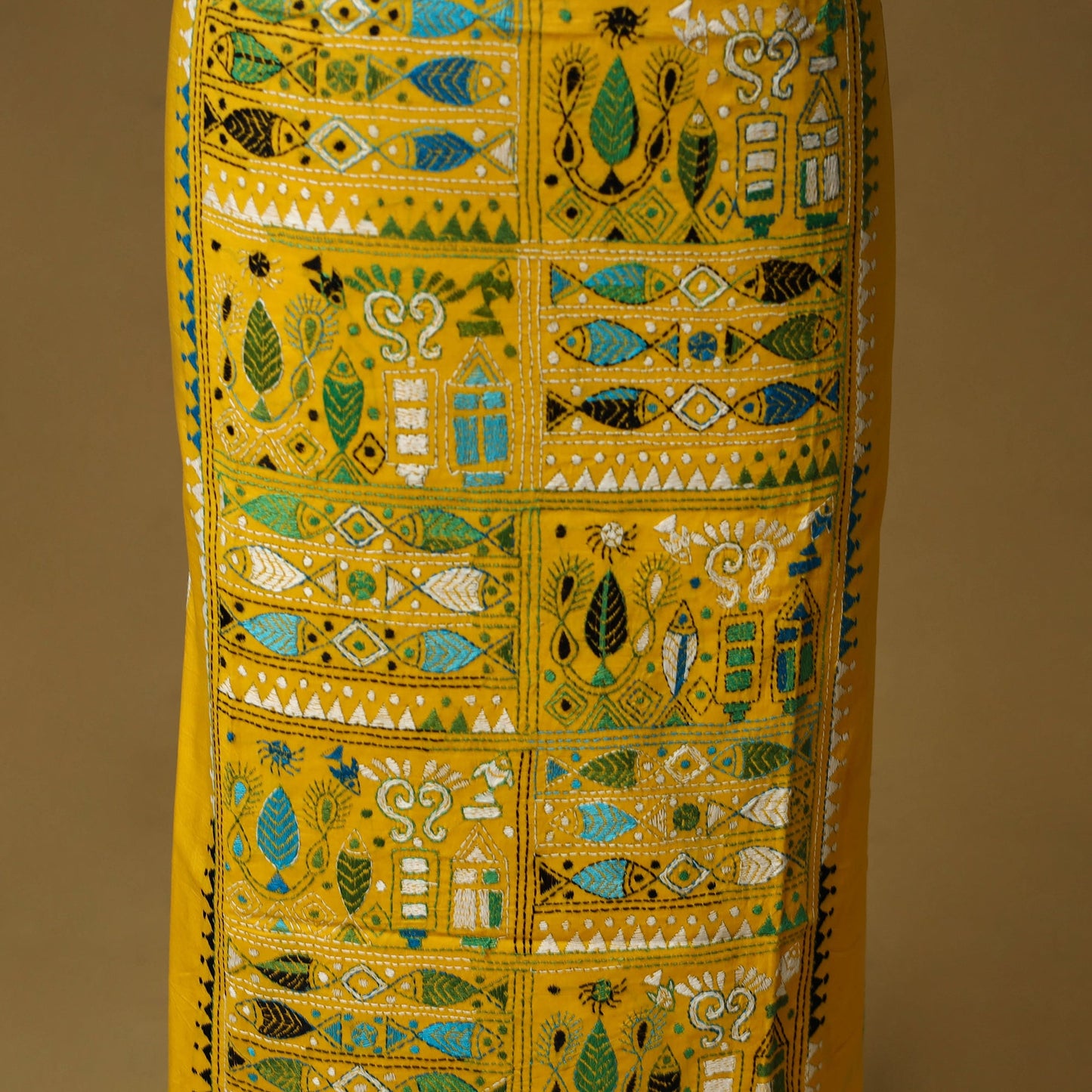 Bengal kantha hand embroidered unstitched kurta material