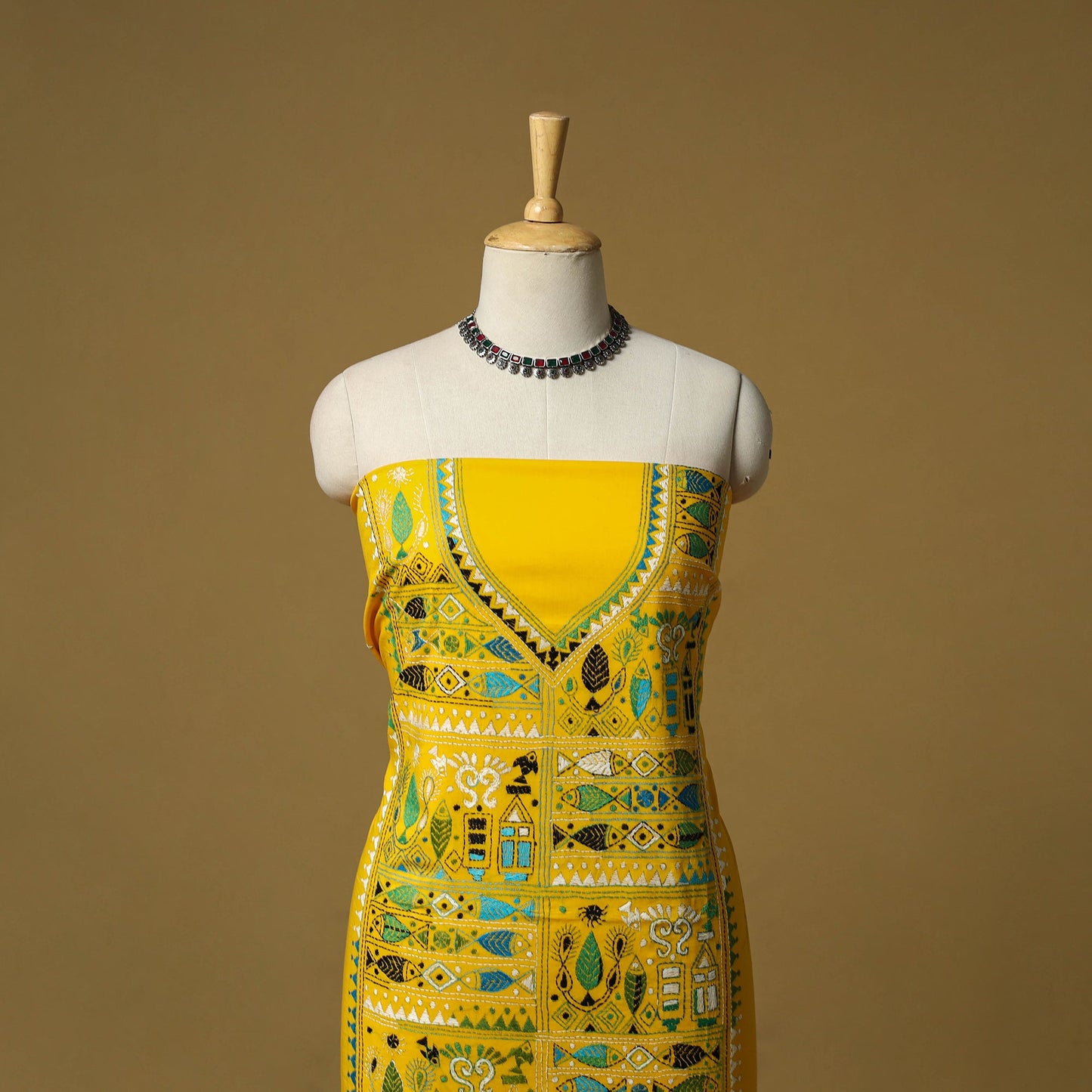 Bengal kantha hand embroidered unstitched kurta material