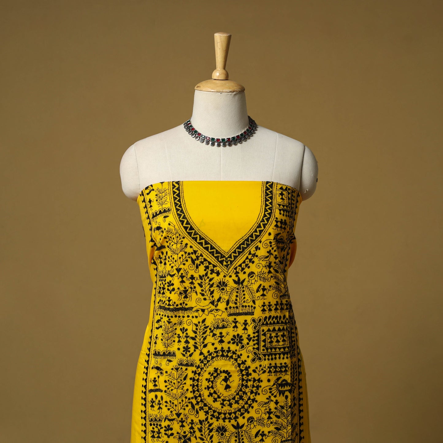 Bengal kantha hand embroidered unstitched kurta material