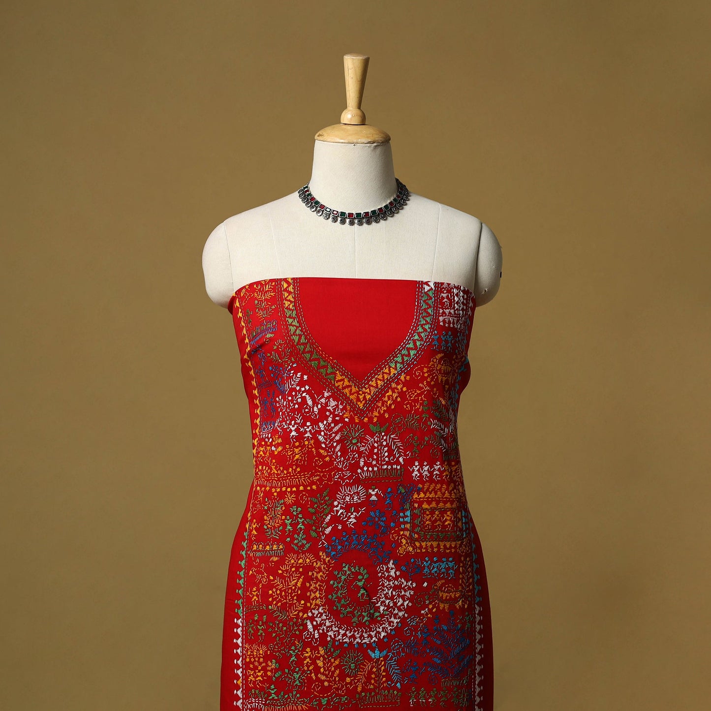 Bengal kantha hand embroidered unstitched kurta material