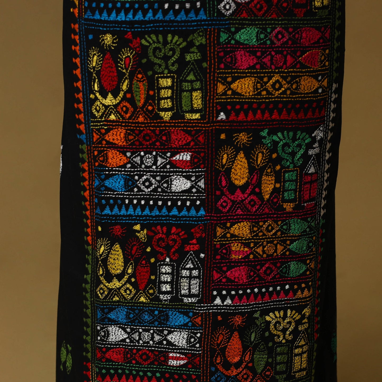 Bengal kantha hand embroidered unstitched kurta material