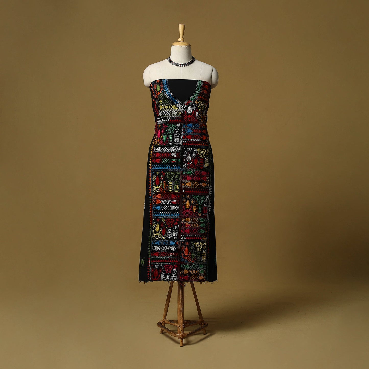 Bengal kantha hand embroidered unstitched kurta material