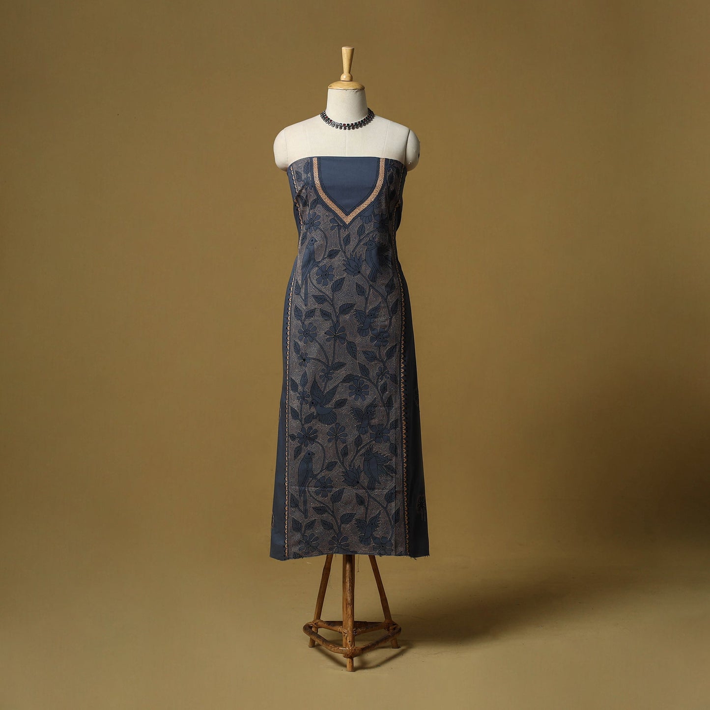 Bengal kantha hand embroidered unstitched kurta material