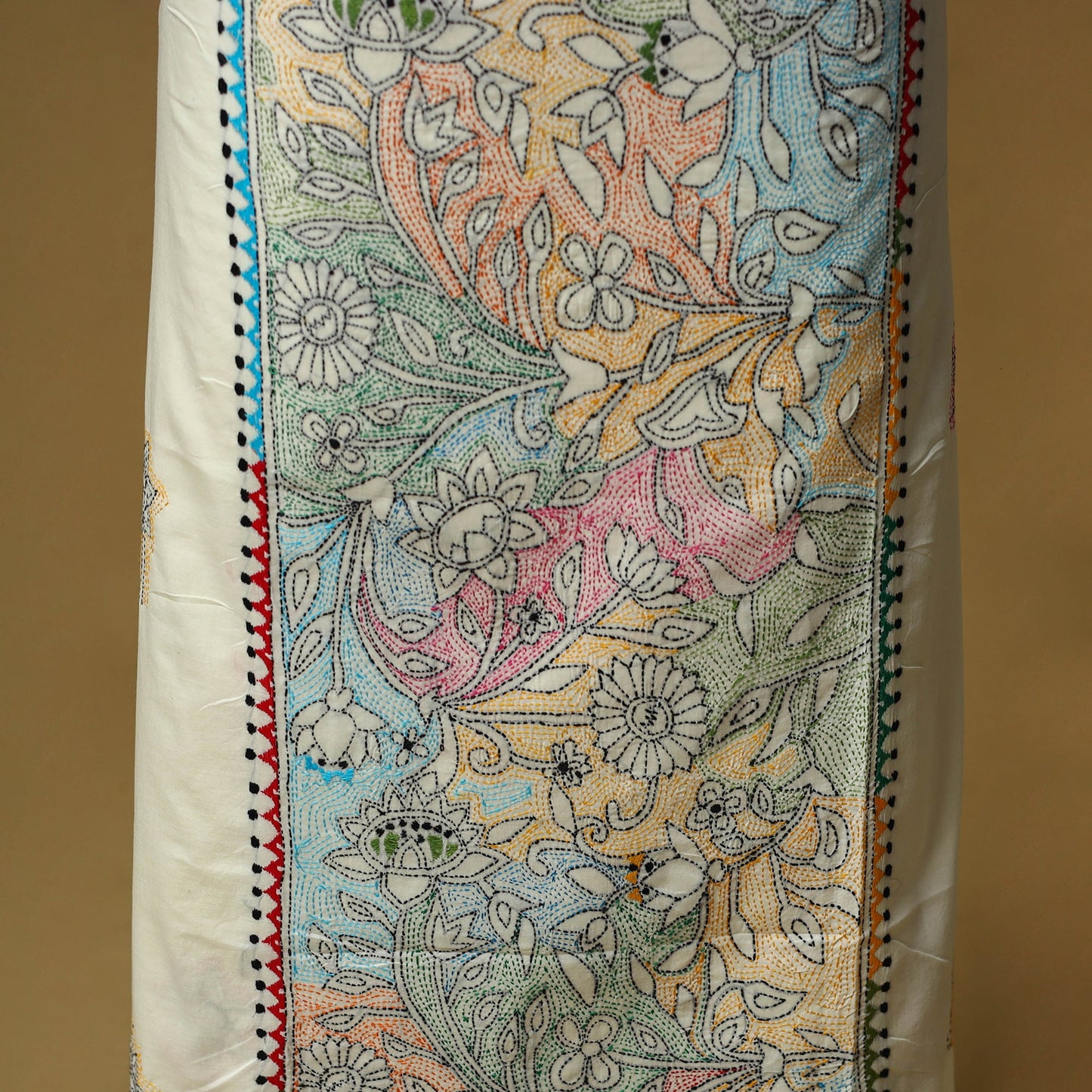 Bengal kantha hand embroidered unstitched kurta material