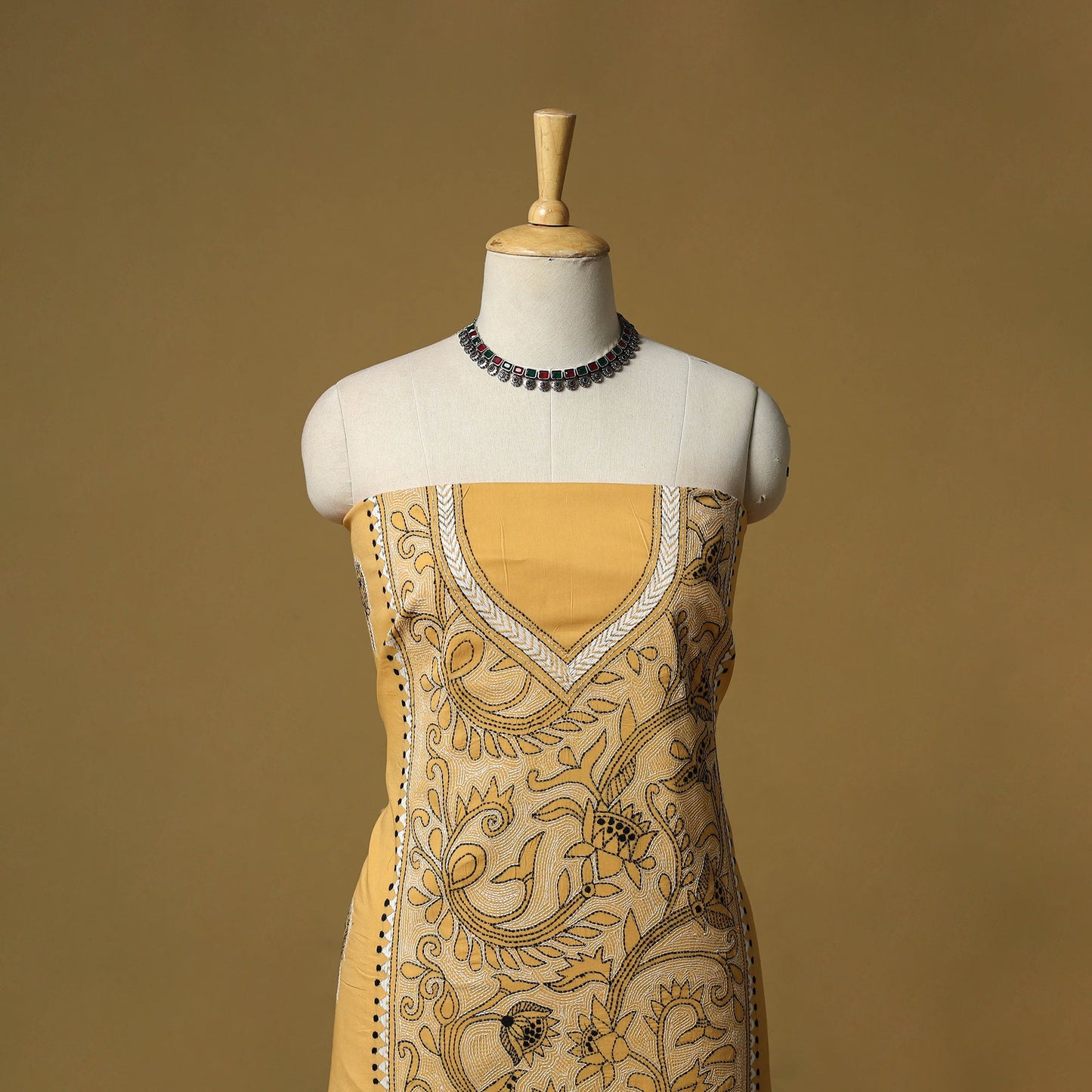 Bengal kantha hand embroidered unstitched kurta material