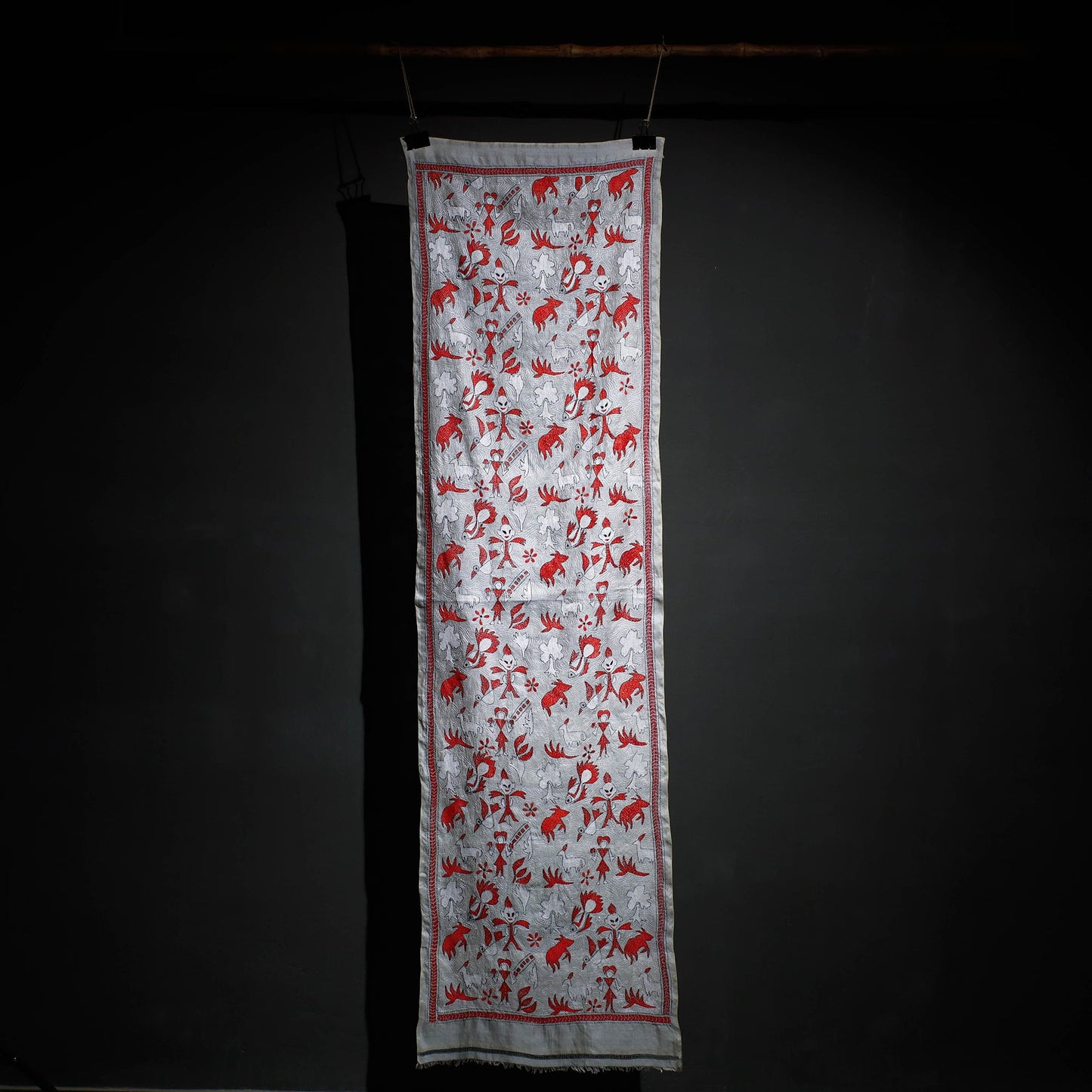 Bengal Kantha Hand Embroidery Tussar Silk Wall Hanging 21