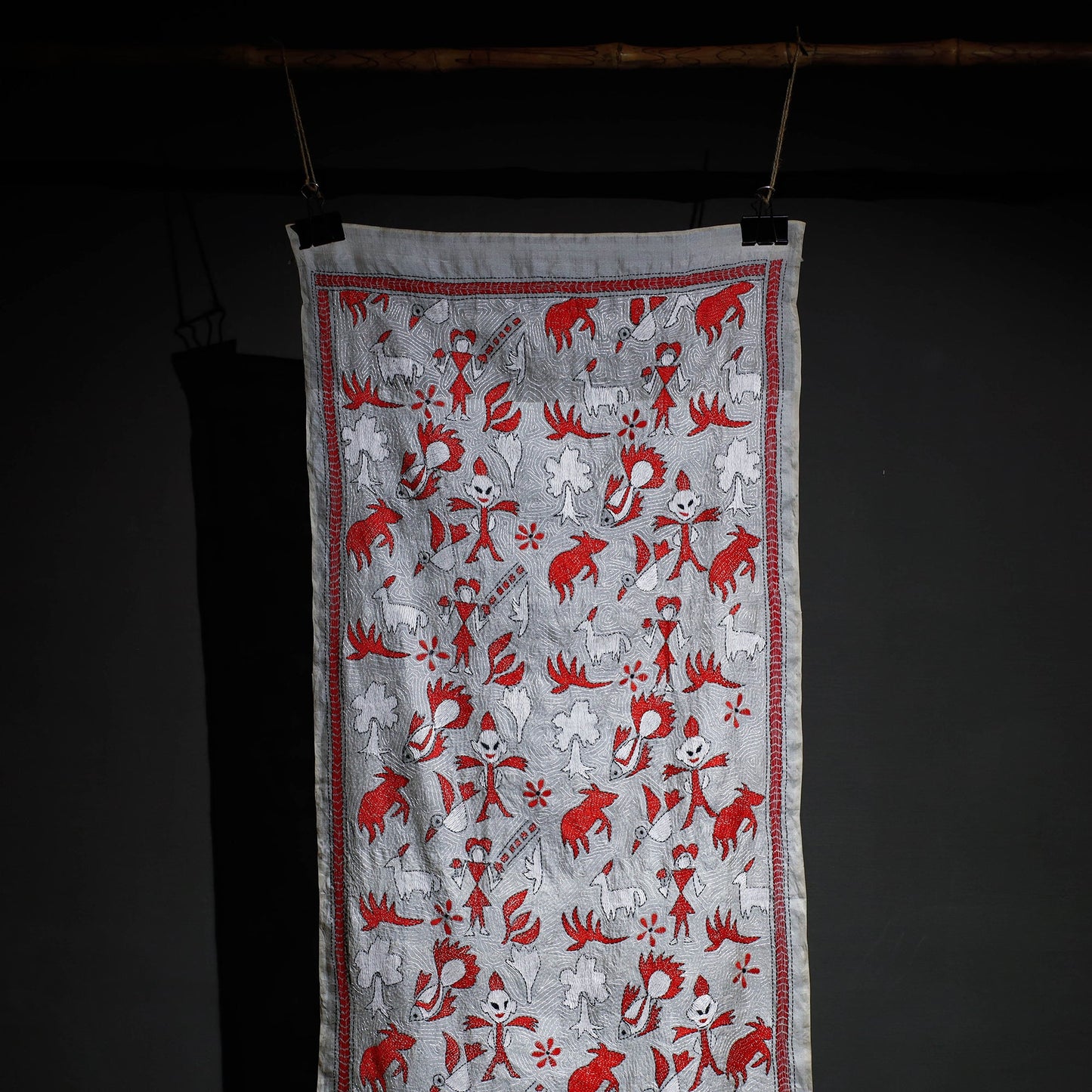 Bengal Kantha Hand Embroidery Tussar Silk Wall Hanging 21