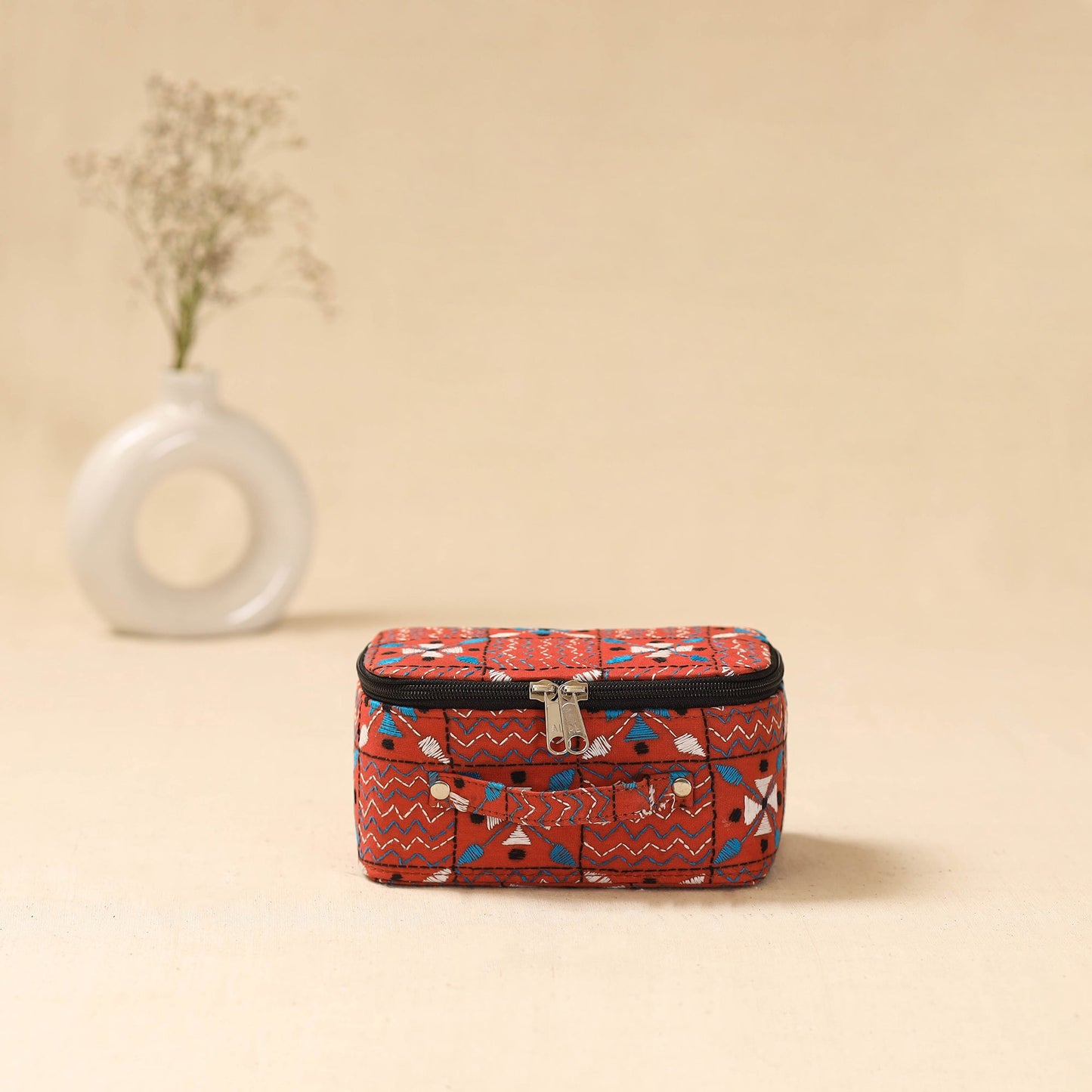 Bengal kantha work handcrafted jewellery box with mirror 14